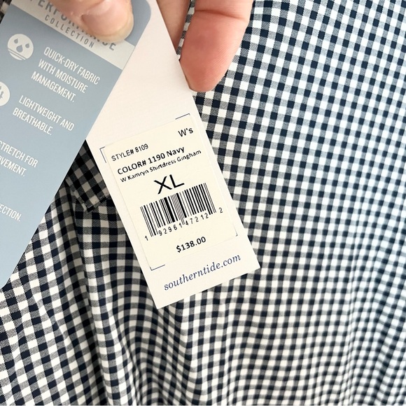 NWT Southern Tide Kamryn brrr Intercoastal Gingham Dress Nautical Navy Sz XL - Picture 5 of 6